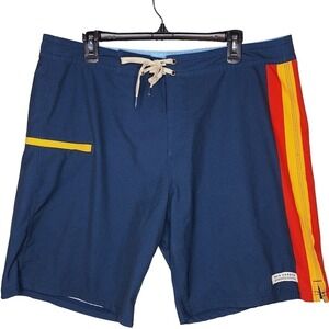 Fair Harbor Retro Men's Swim Trunks 36 Swimsuit 9" Stripe Board Shorts No Liner